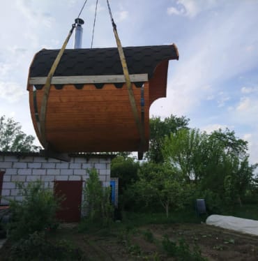 Купить баню бочку № 497 в Кашире по цене от 380074 руб. цена в Кашире от 380 074 руб.